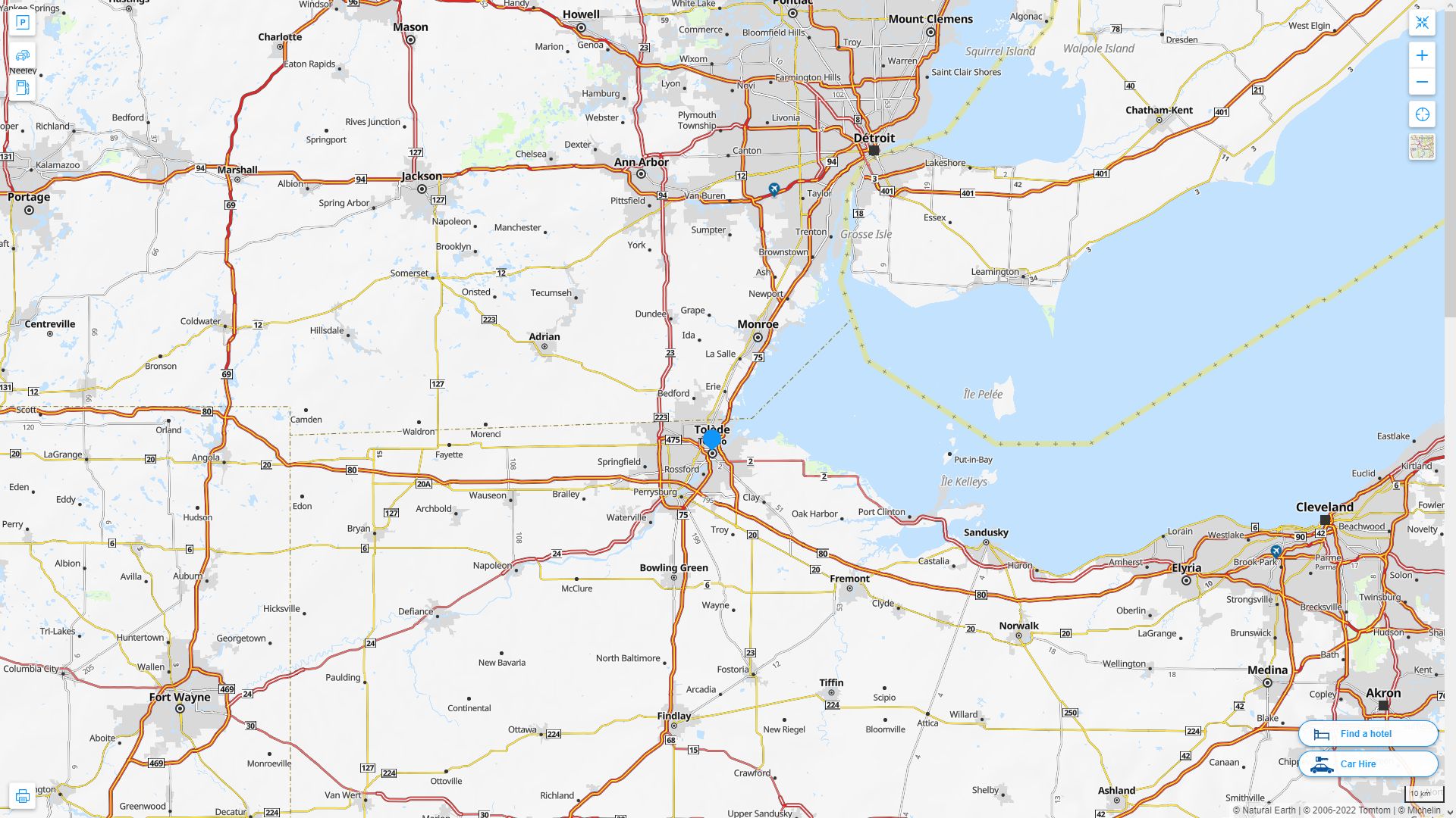 Toledo Ohio Highway and Road Map